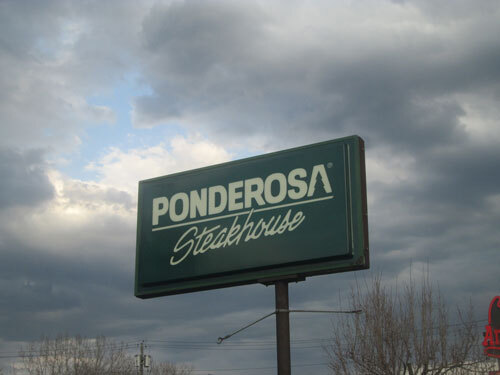 Ponderosa Steakhouse Sign