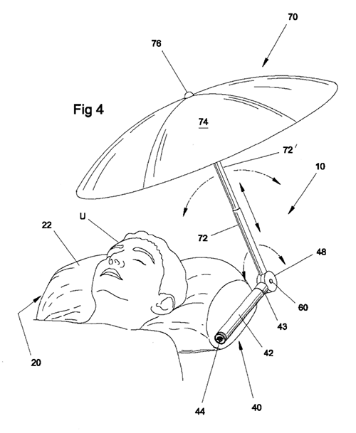 Pillow with a retractable umbrella