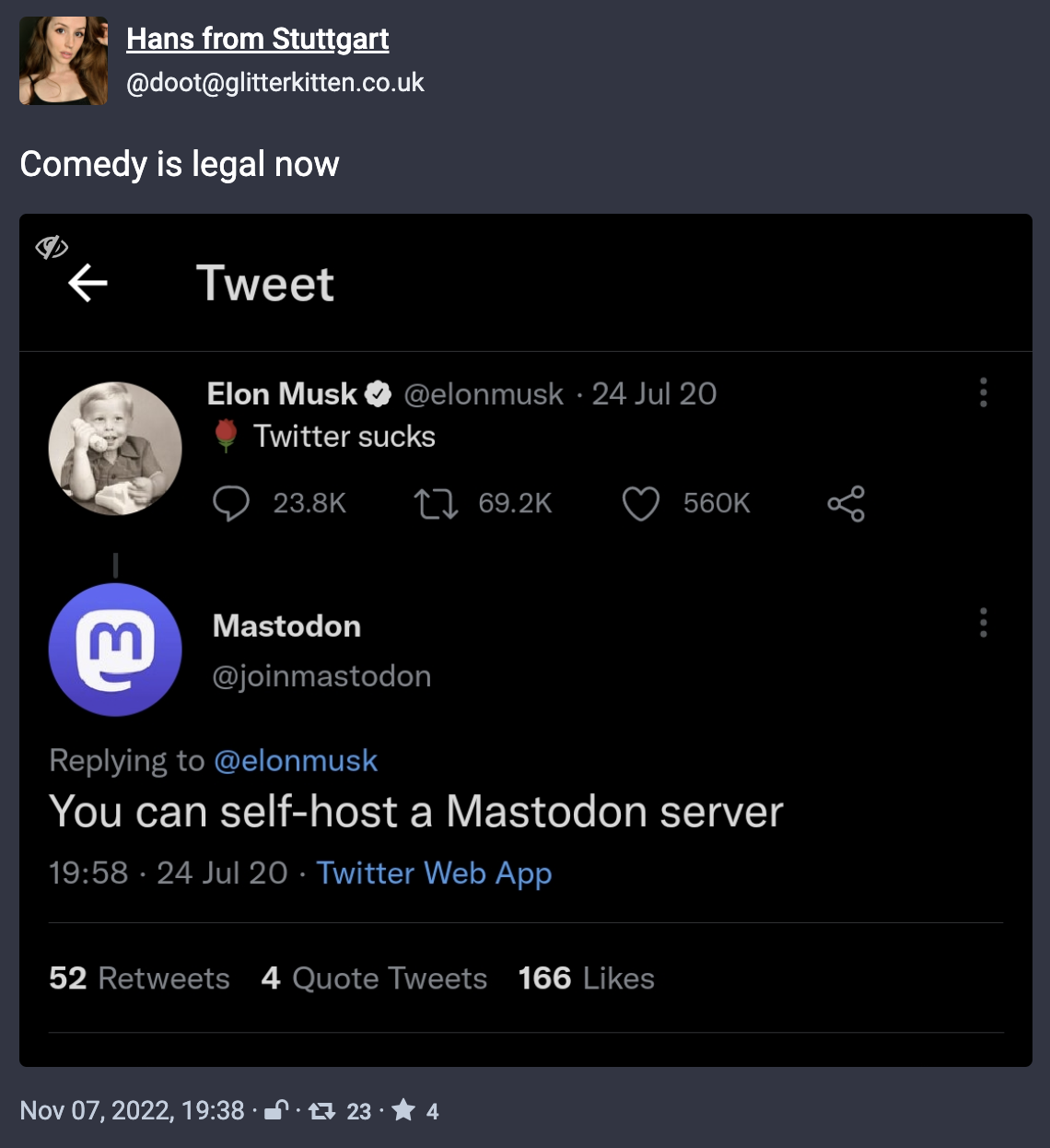 Elon Musk Mastodon Tweet