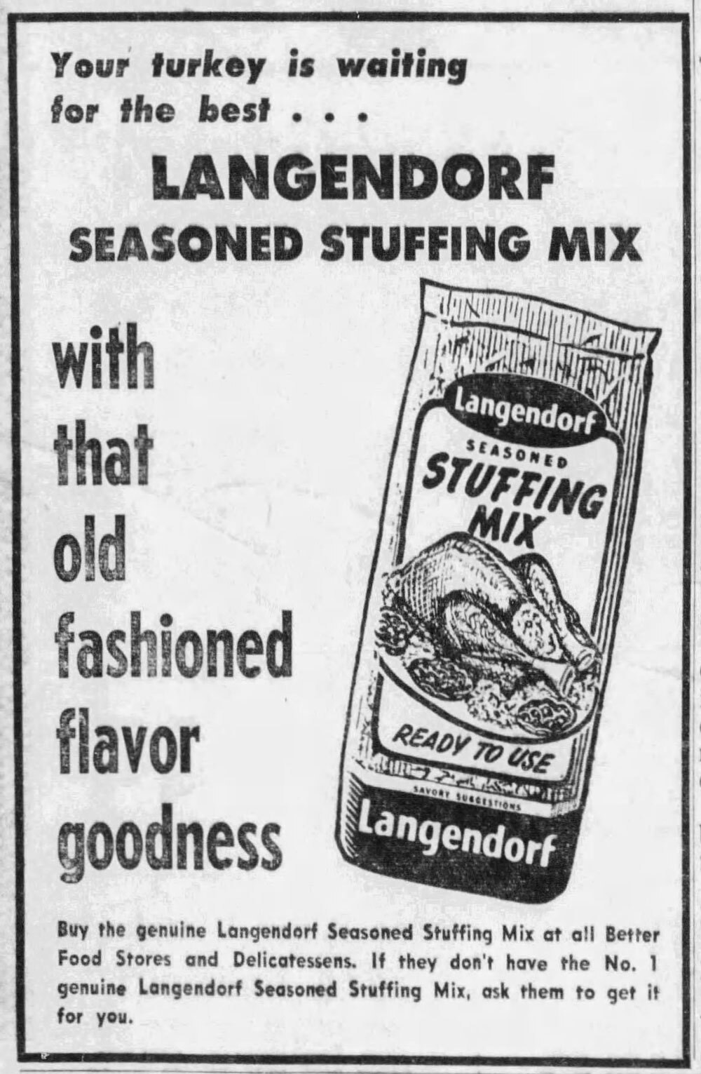 Langendorf stuffing mix ad