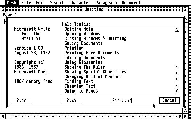Microsoft Write Atari ST