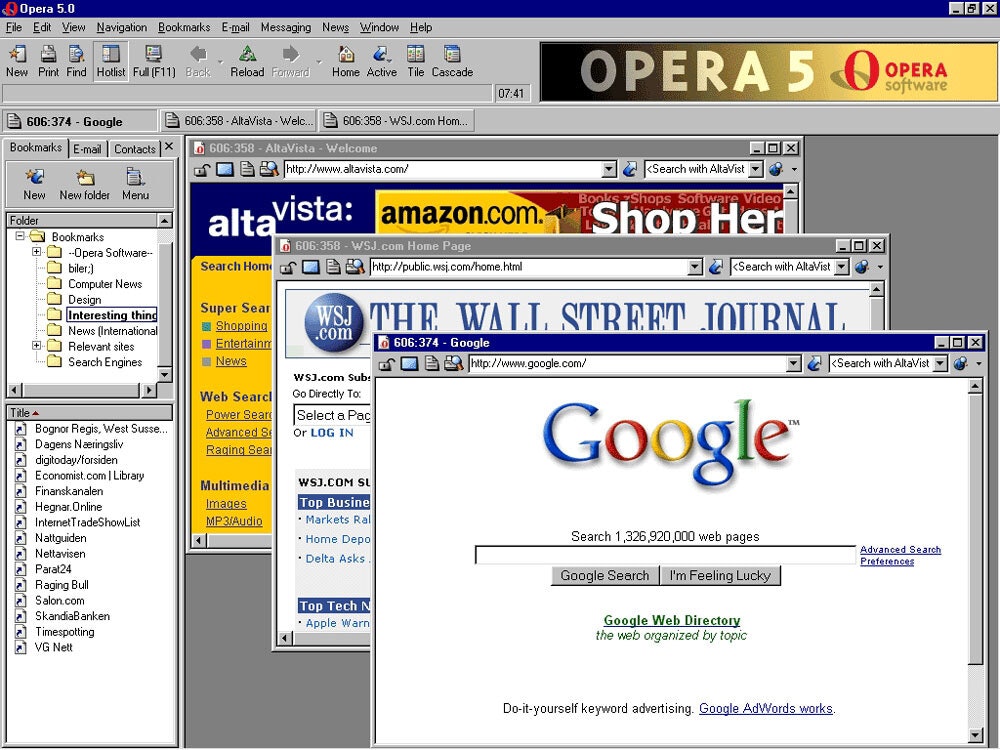 Opera 5 Tabbed Interface