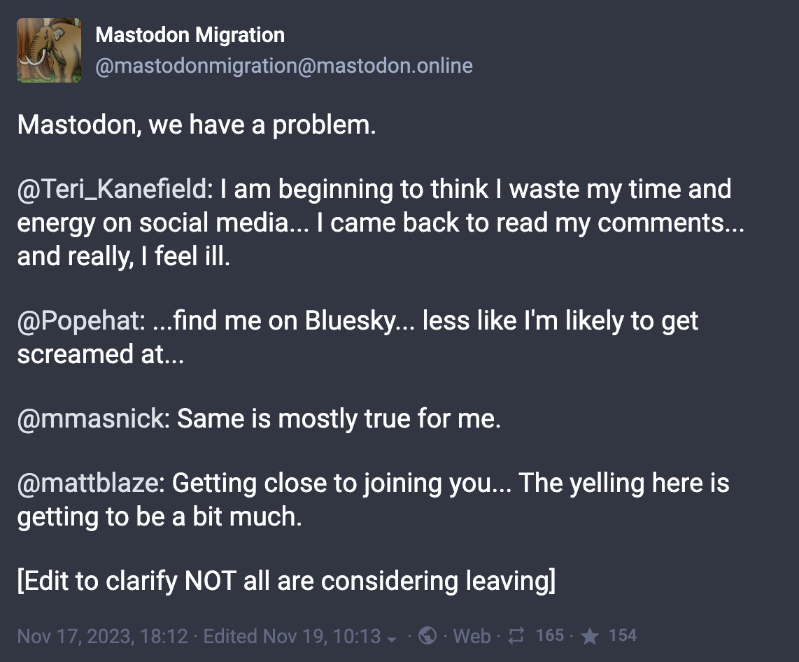 Sure, Mastodon has an issue answering