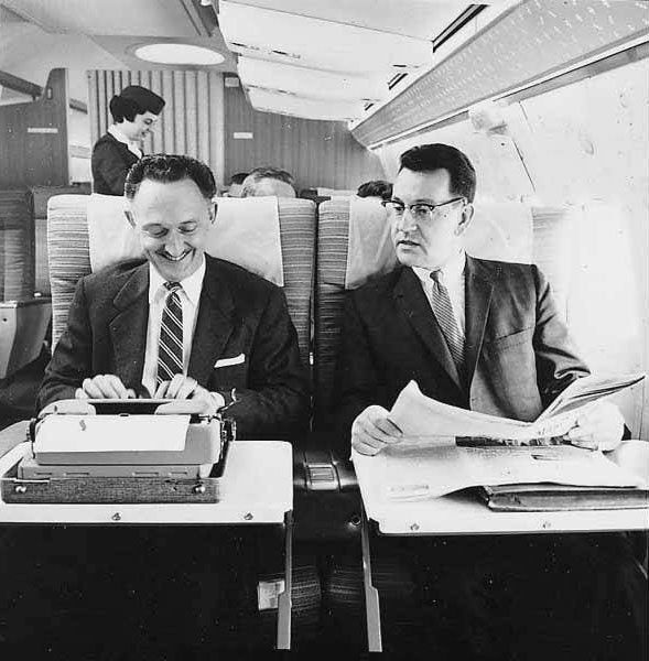 Typewriter on Airplane